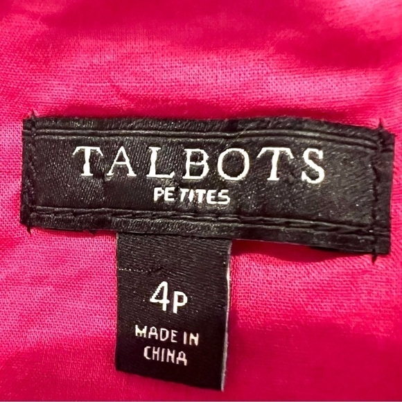 TALBOTS 3D Flower Applique Fit & Flare Magenta Pink Dress Size 4P Barbiecore - Picture 9 of 9